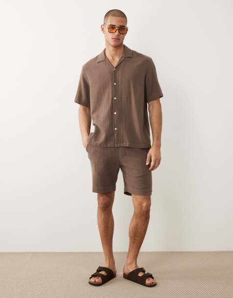 Selected - Co-ord set met textuur in bruin - view 1
