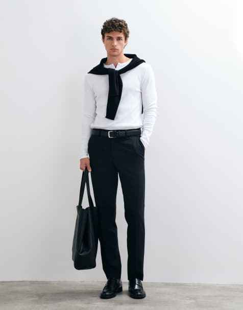 Selected co-ord slim fit jersey trousers in black - view 1