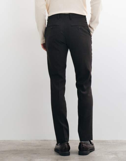 Selected co-ord slim fit wool blend trousers in brown , 5 of 5