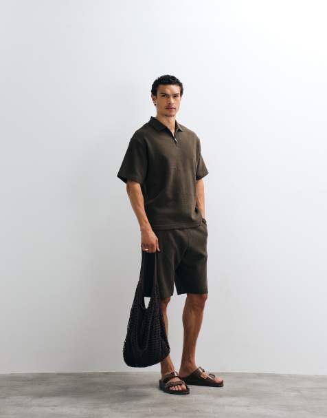 Selected co-ord waffle in brown - BROWN - view 1