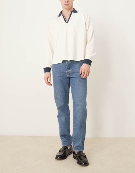 Selected – Cole – Blå, tvättade, avsmalnande jeans i regular fit - view 1