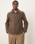 [Selected] Selected collar wool zip up jacket in brown M Brown