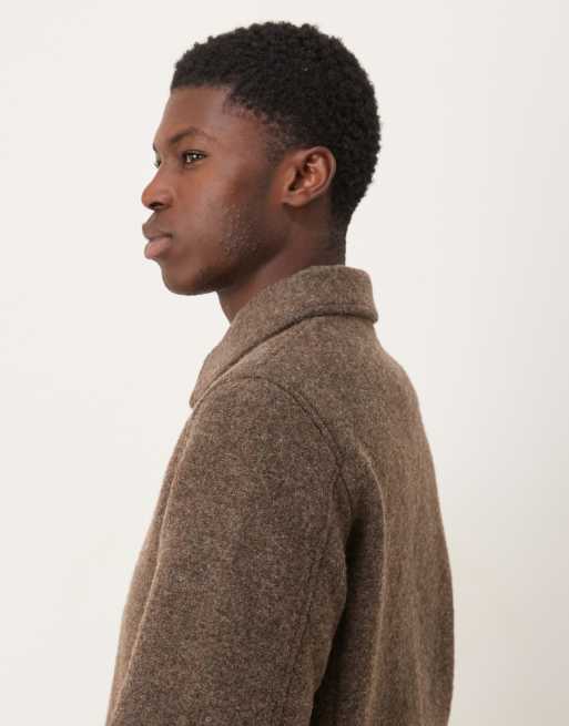 Selected collared wool blend zip up jacket in brown | ASOS