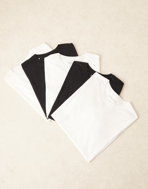 Selected - Confezione da 5 T-shirt bianche e nere vestibilità classica - view 1