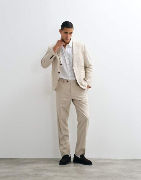 Selected - Conjunto beis de pantalones y chaqueta de traje estándar de mezcla de lino - view 1