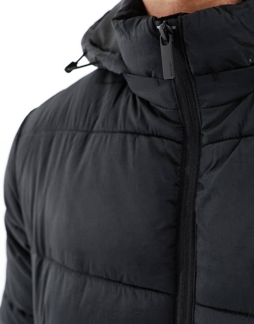 Selected - Cooper - Lange gewatteerde jas in zwart , 2 van 4