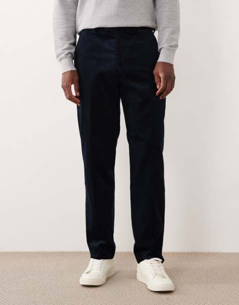 Selected cord pants in navy - view 1