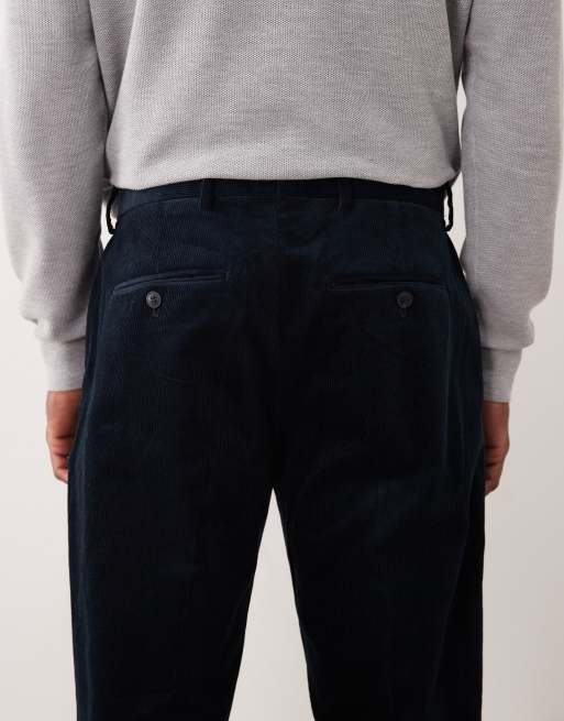 Selected cord straight leg trousers in navy, 4 of 5