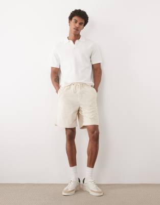 Selected Corduroy Drawstring Shorts In White