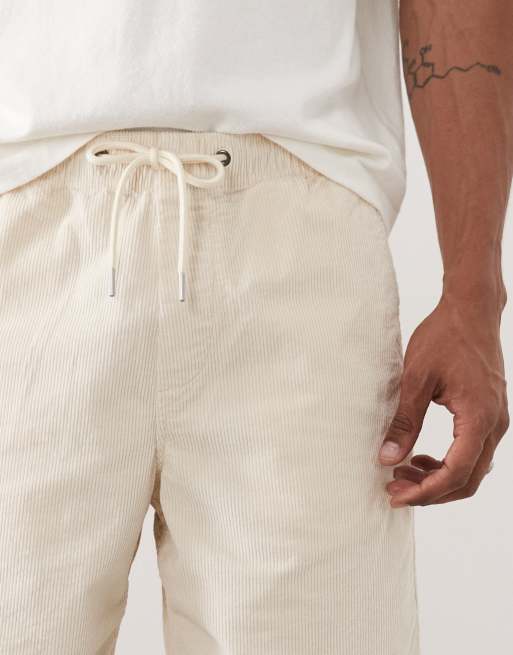 Selected corduroy drawstring shorts in cream, 4 of 5