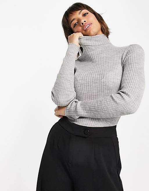 Selected costa roll neck jumper in grey
