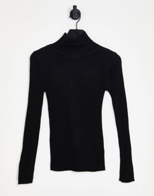 Selected costina knit rib rollneck jumper in black - ASOS Price Checker