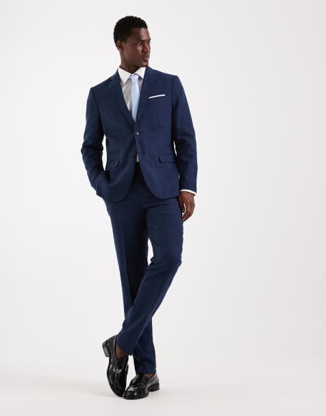 Selected - Costume slim en lin mélangé - Bleu marine - view 1