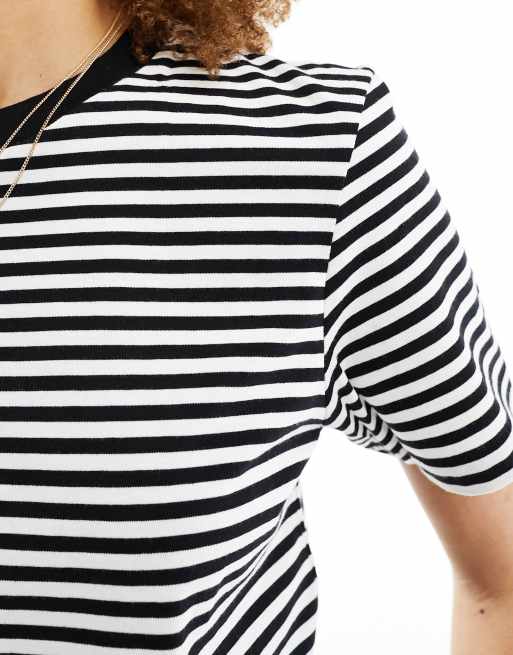 Selected cotton perfect t-shirt in black stripes, 3 of 4