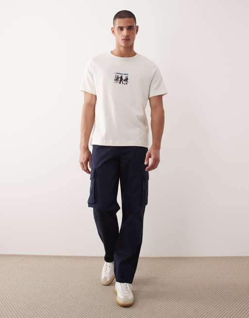 Selected - Cremehvid kraftig T-shirt med print foran, 2 af 5