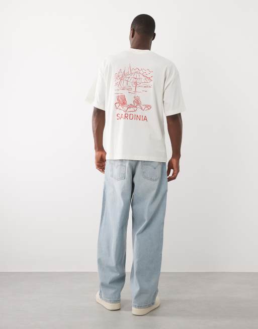Selected - Cremehvid oversized T-shirt med 'Sardinia'-print på ryggen, 5 af 5