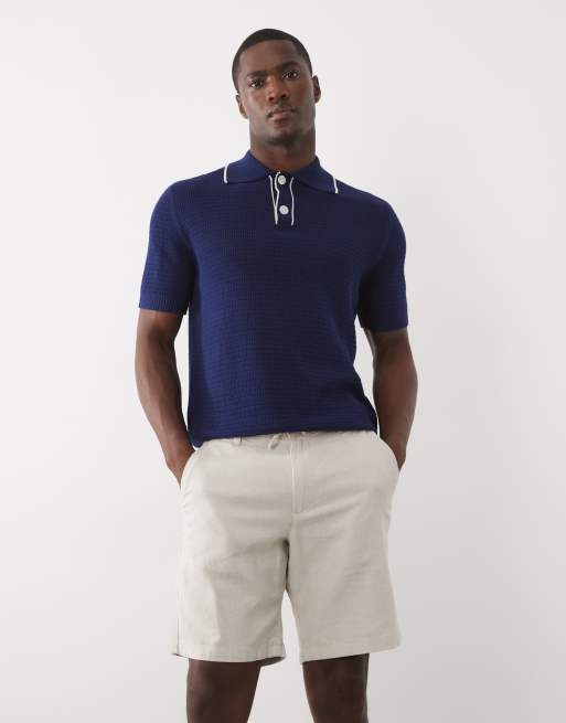 Selected - Cremehvide shorts med løbesnor i hørblanding, 4 af 5