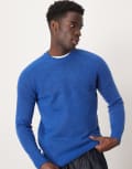 [Selected] Selected crew neck fluffy alpaca knitted jumper in blue L Blue