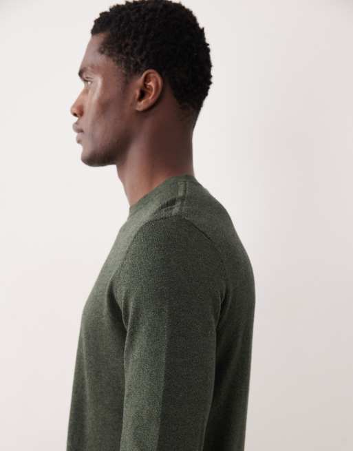 Selected crew neck knit jumper in dark green, 5 of 5