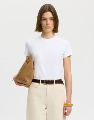 Selected Crewneck T-shirt In White