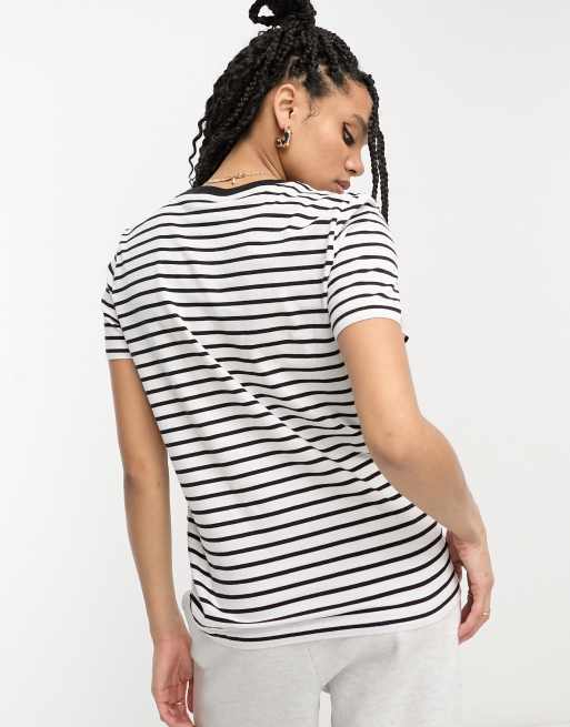 Selected – Czarno-biały T-shirt w paski, 4 z 4