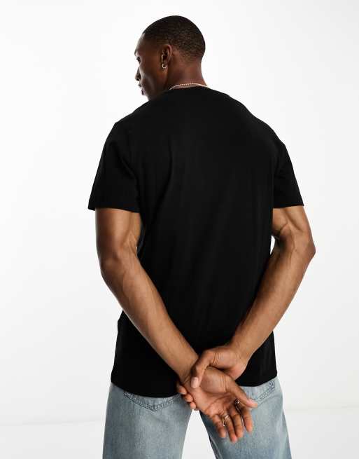 Selected – Czarny T-shirt oversize z małym logo na piersi , 4 z 4