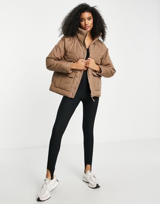 Selected Dasa padded jacket in taupe