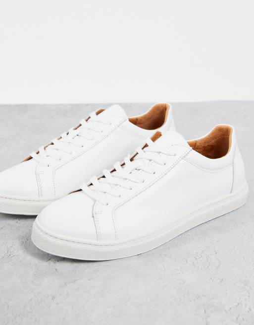 Selected - David - Leren sneakers in wit