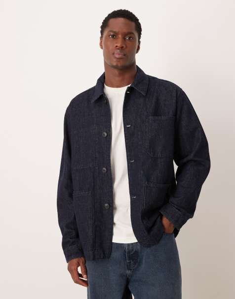 Selected denim jacket in dark wash  - view 1