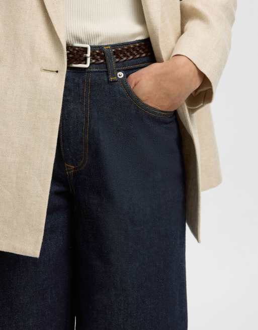 Selected Denim shorts in dark blue denim, 5 of 5
