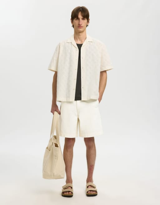 Selected Denim shorts in ecru, 5 of 6