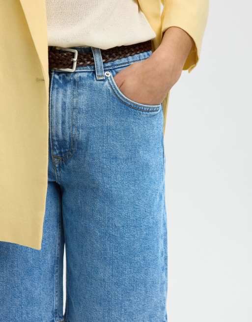 Selected Denim shorts in light blue denim, 4 of 5