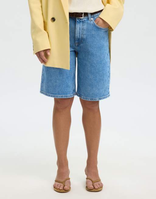Selected Denim shorts in light blue denim, 5 of 5