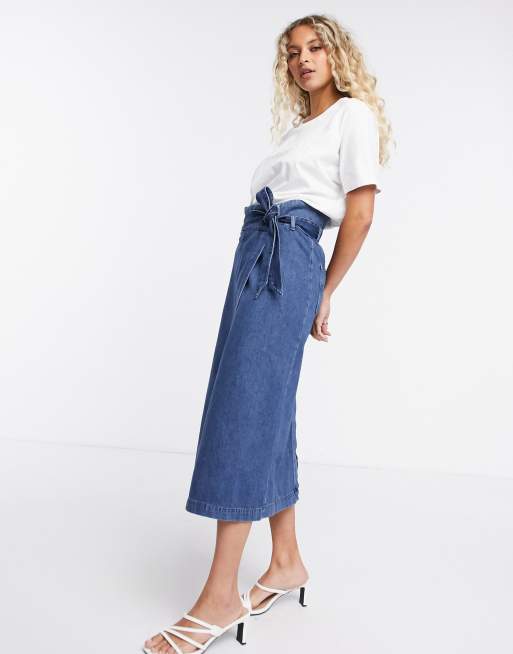 Tie belt denim skirt sale