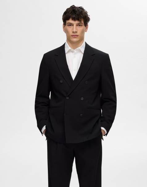 Selected Double-breasted blazer in black - view 1