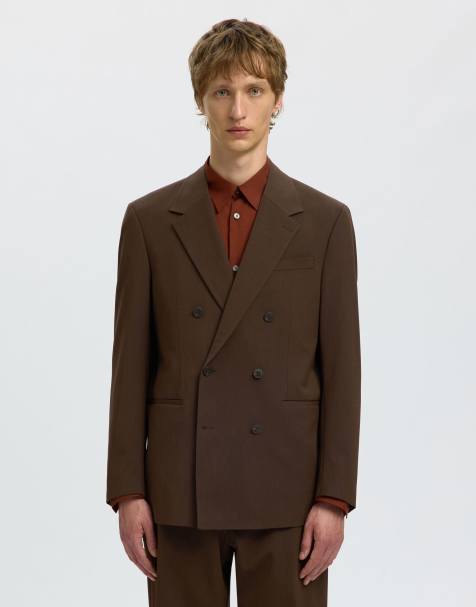 Selected - Double breasted blazer in demitasse - view 1