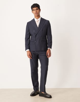 Selected Double Breasted Blazer In Gray