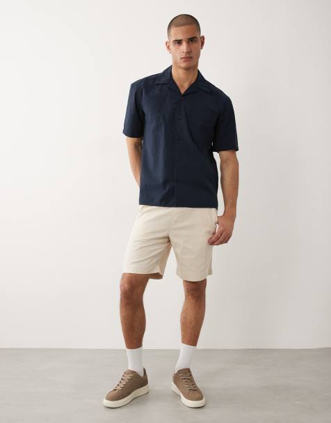 Selected elasticated waistband shorts in cream  - view 1