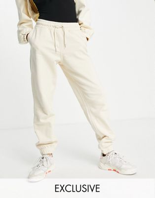 Selected Exclusive cotton jogger co-ord in sand - BEIGE-Neutral