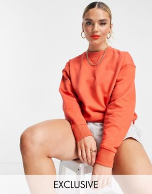 Selected Exclusive cotton oversized sweatshirt co-ord in red - TAN