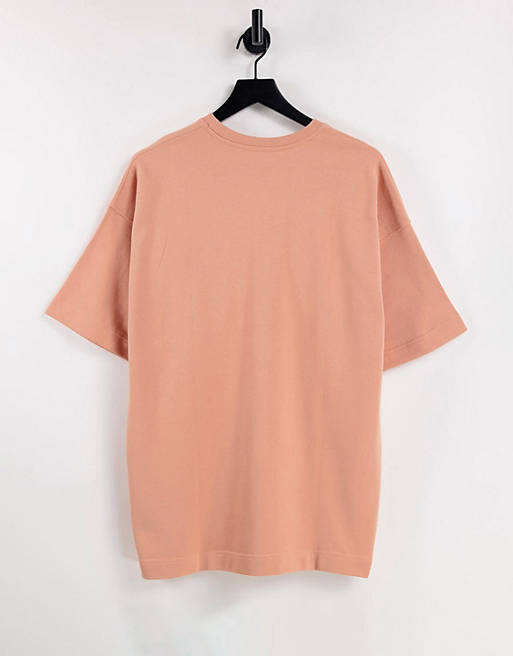 Designer Brands Selected Exclusive Unisex organic cotton oversized sweat t-shirt in coral 