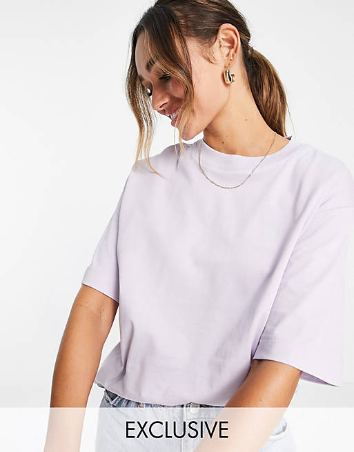 Selected Exclusive Unisex cotton oversized t-shirt co-ord in lilac - PURPLE