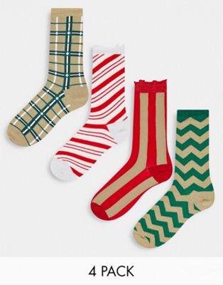 Selected Femme 4 pack socks Christmas gift pack