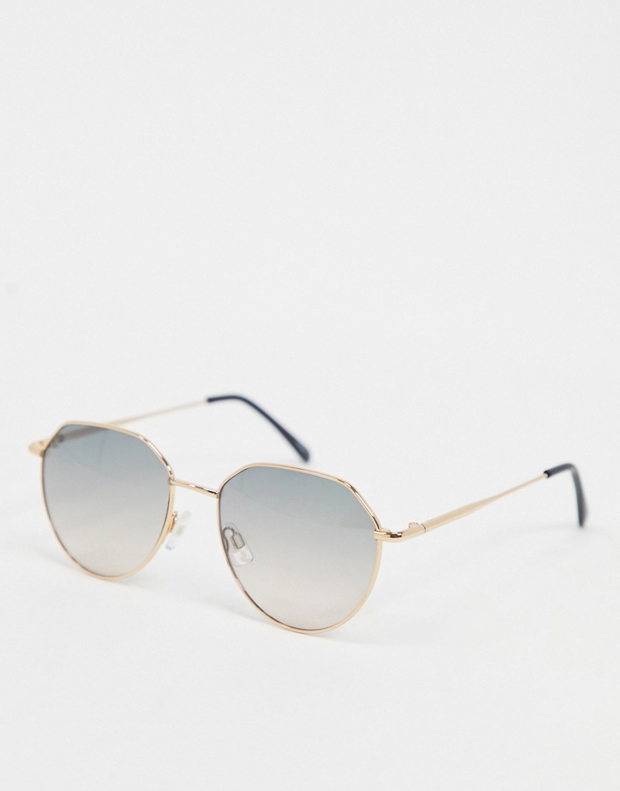 Selected Femme - Achthoekige zonnebril in goud