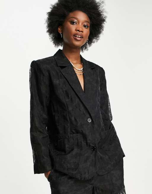 Selected Femme - Afslappet blazer i sort - Del af sæt