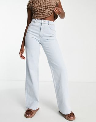 Selected Femme Alice cotton wide leg jeans in light blue wash - ASOS Price Checker