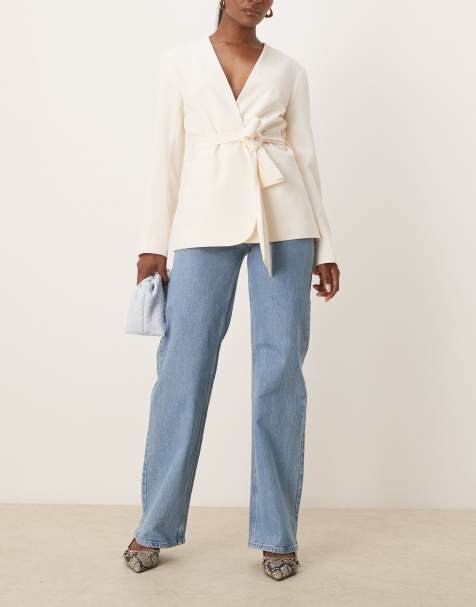 Selected Alice wide leg jeans in light blue denim