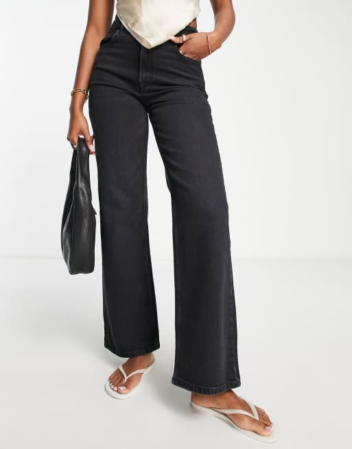 Jean large noir online femme