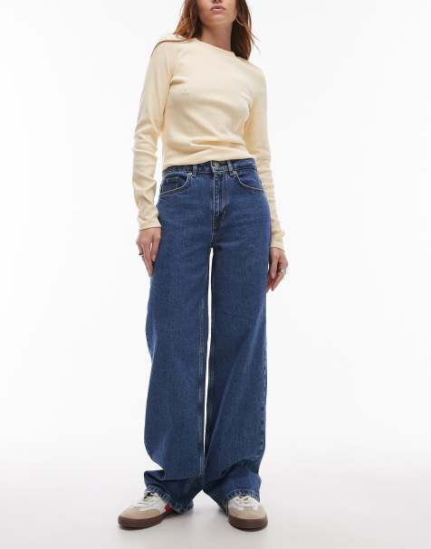 Selected Femme – Alice – Jeans mit weitem Bein in blauer Waschung - view 1