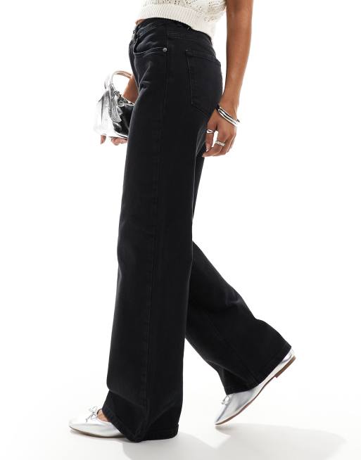 Selected Femme Alice wide leg jean in black ASOS